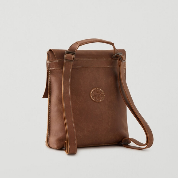 ROOTS Canada Raiders Backpack Pack Tribe Natural Brown Leather - Picture 2 of 8